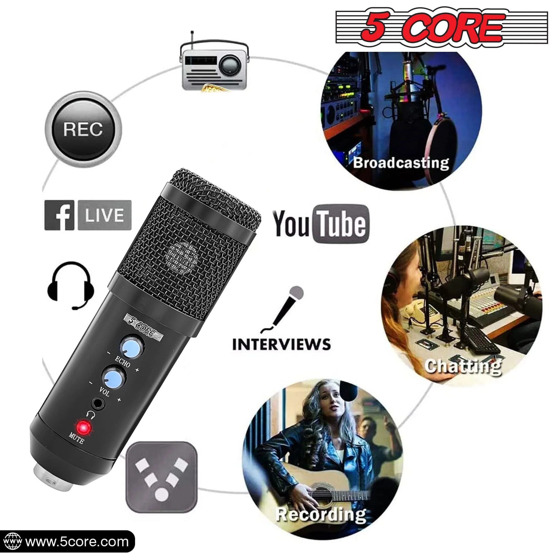 5 Core - Complete Podcast & Streaming Microphone Kit