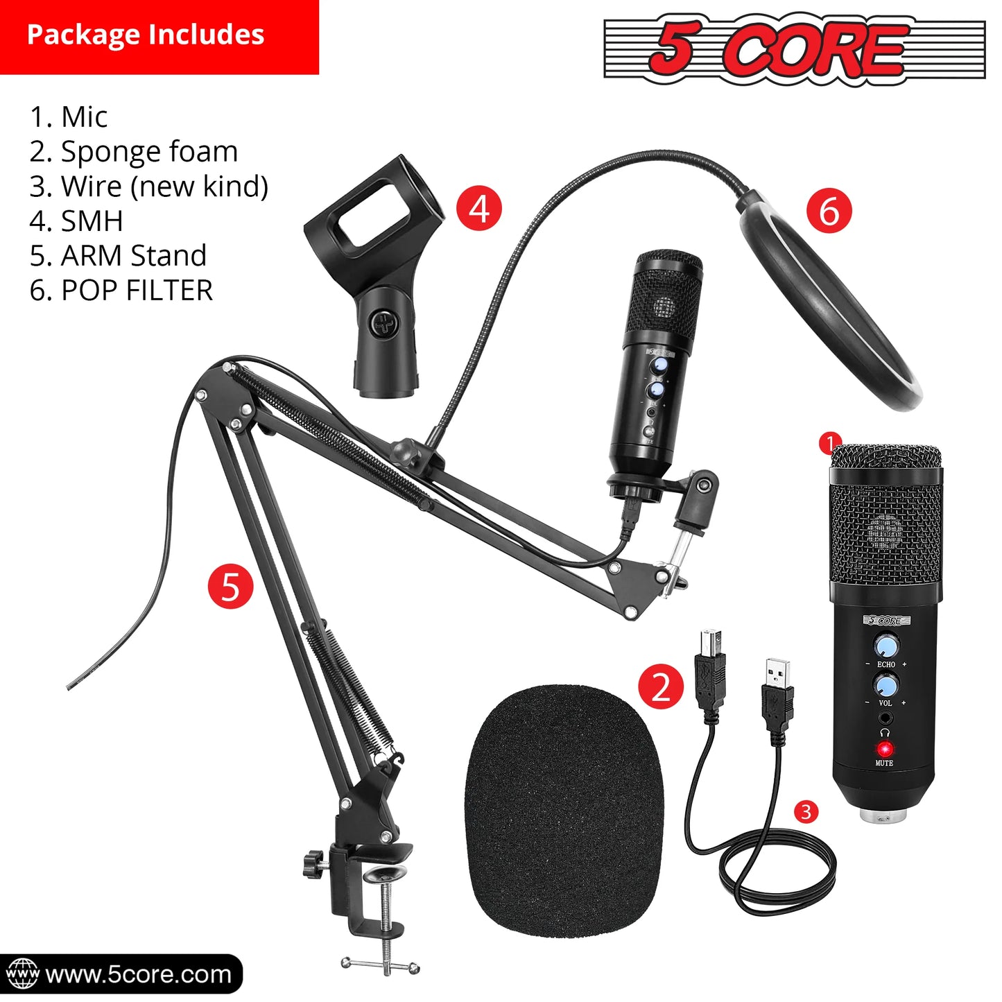 5 Core - Complete Podcast & Streaming Microphone Kit